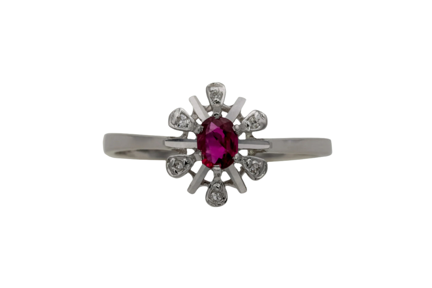 Astra Ring Weissgold mit Rubin und Diamanten