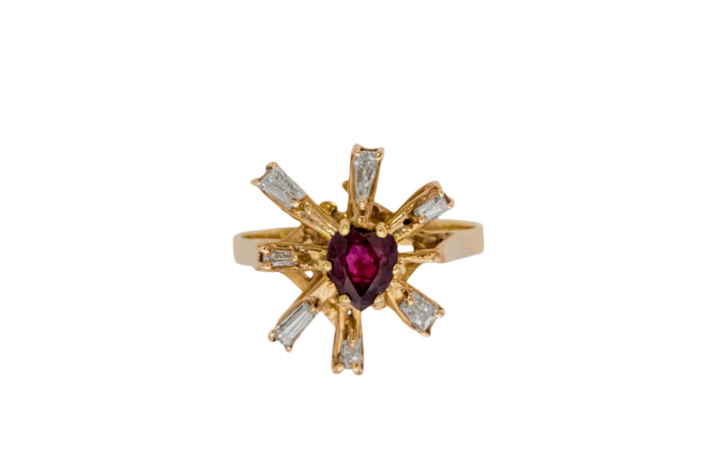 Astra Ring Gelbgold mit Rubin und Diamanten