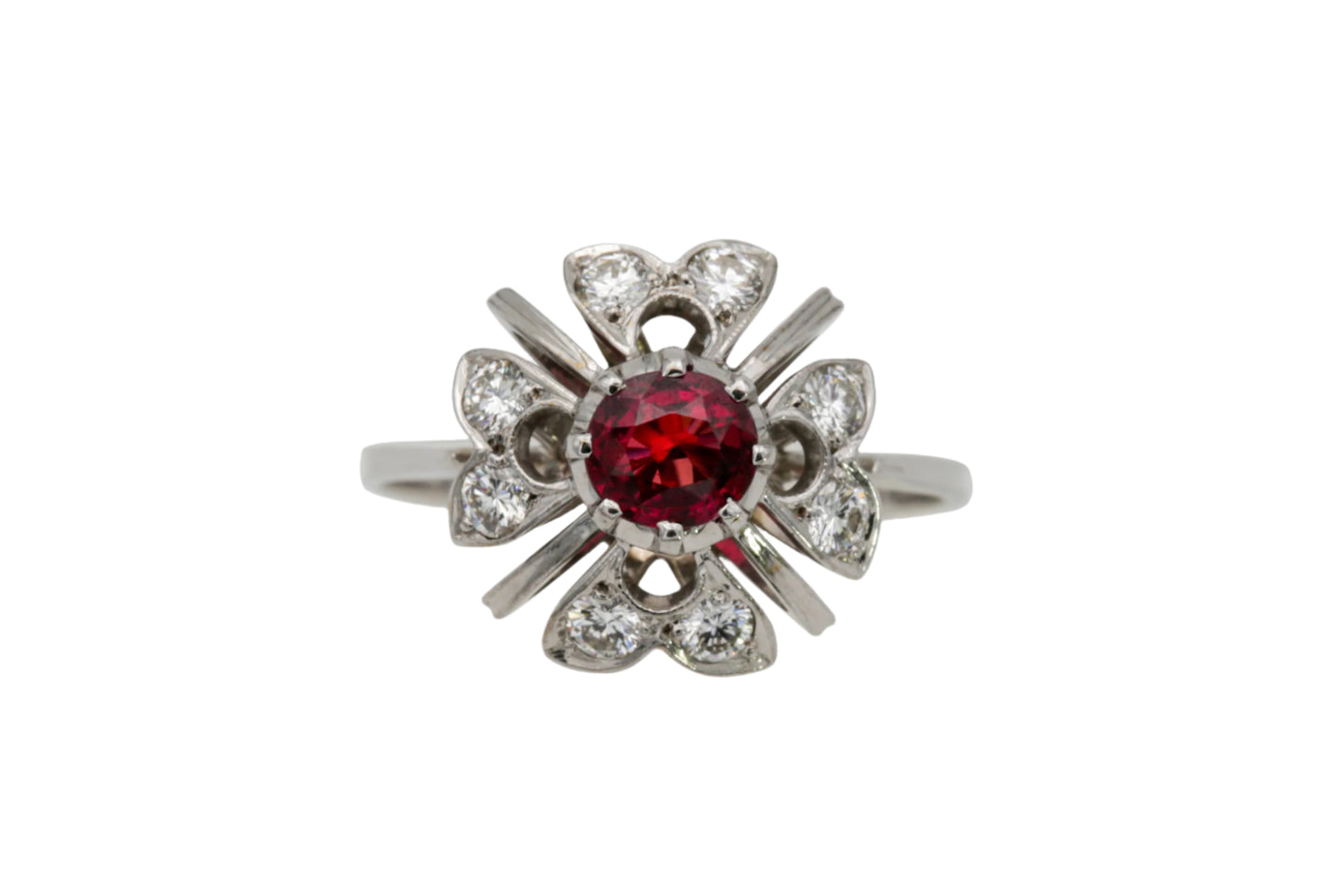 Astra Ring Weissgold mit Rubin und Diamanten