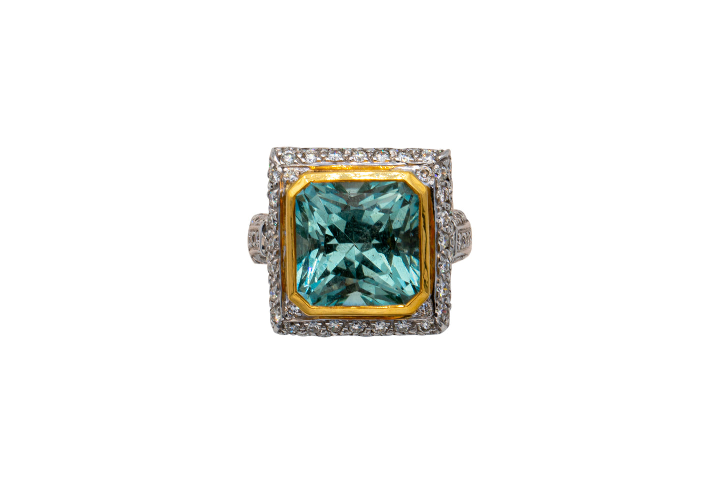 Cocktail Ring Weissgold mit Aquamarin
