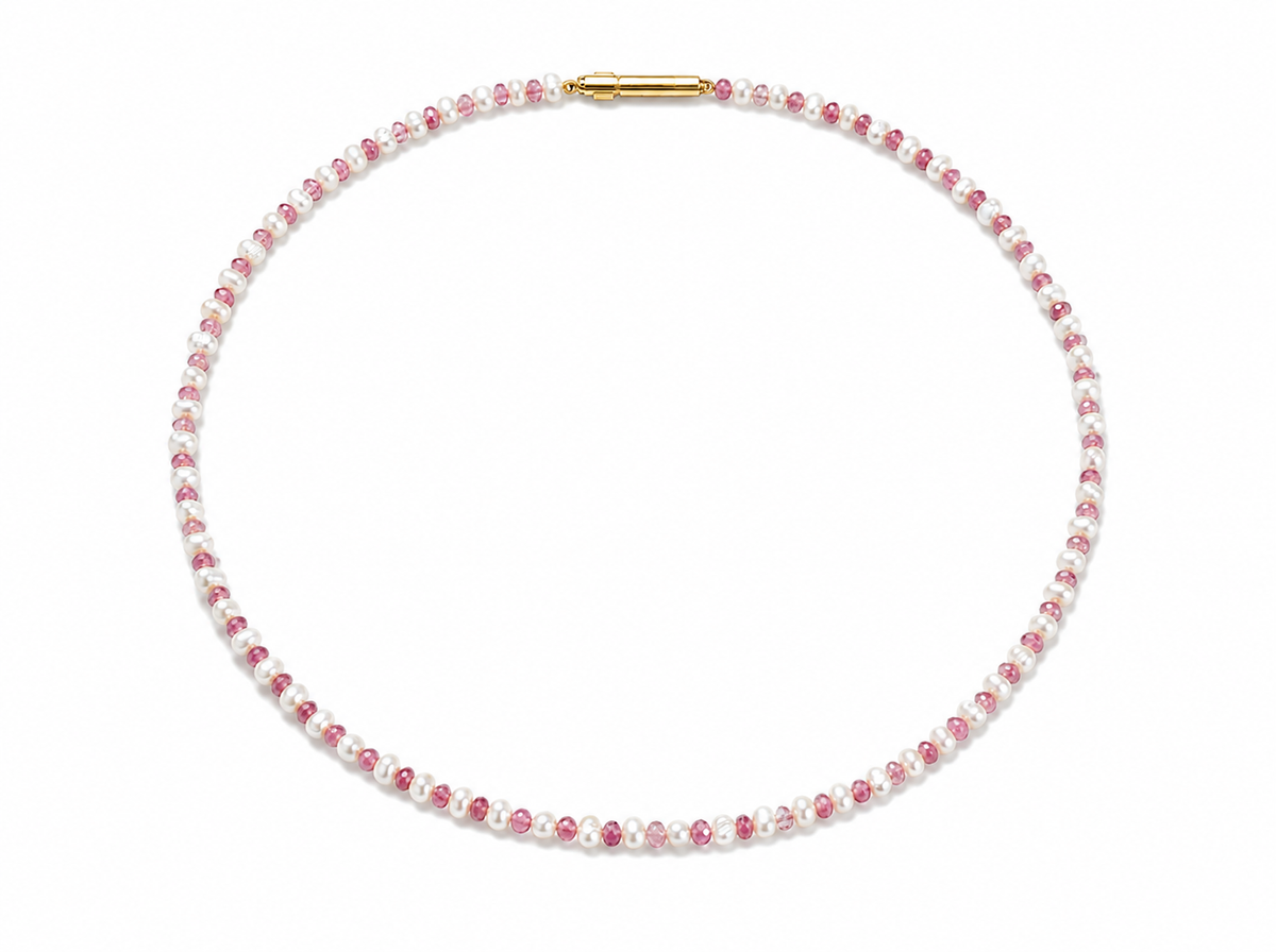 Collier mit Perlen und Turmalin